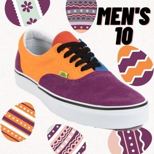 Vans Era Mix & Match Grape Juice Suede Bright Marigold Logo Blue Check Men's 10